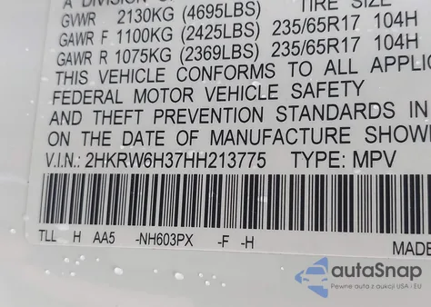 2017 Honda Cr-V Lx from USA, damaged, VIN 2HKRW6H37HH213775